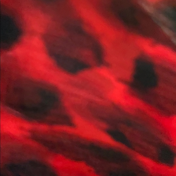 Animal Print Black & Ox Blood Red Leopard Ruffle Blouse - Picture 2 of 4